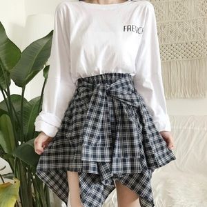Mock Plaid Mini Skirt